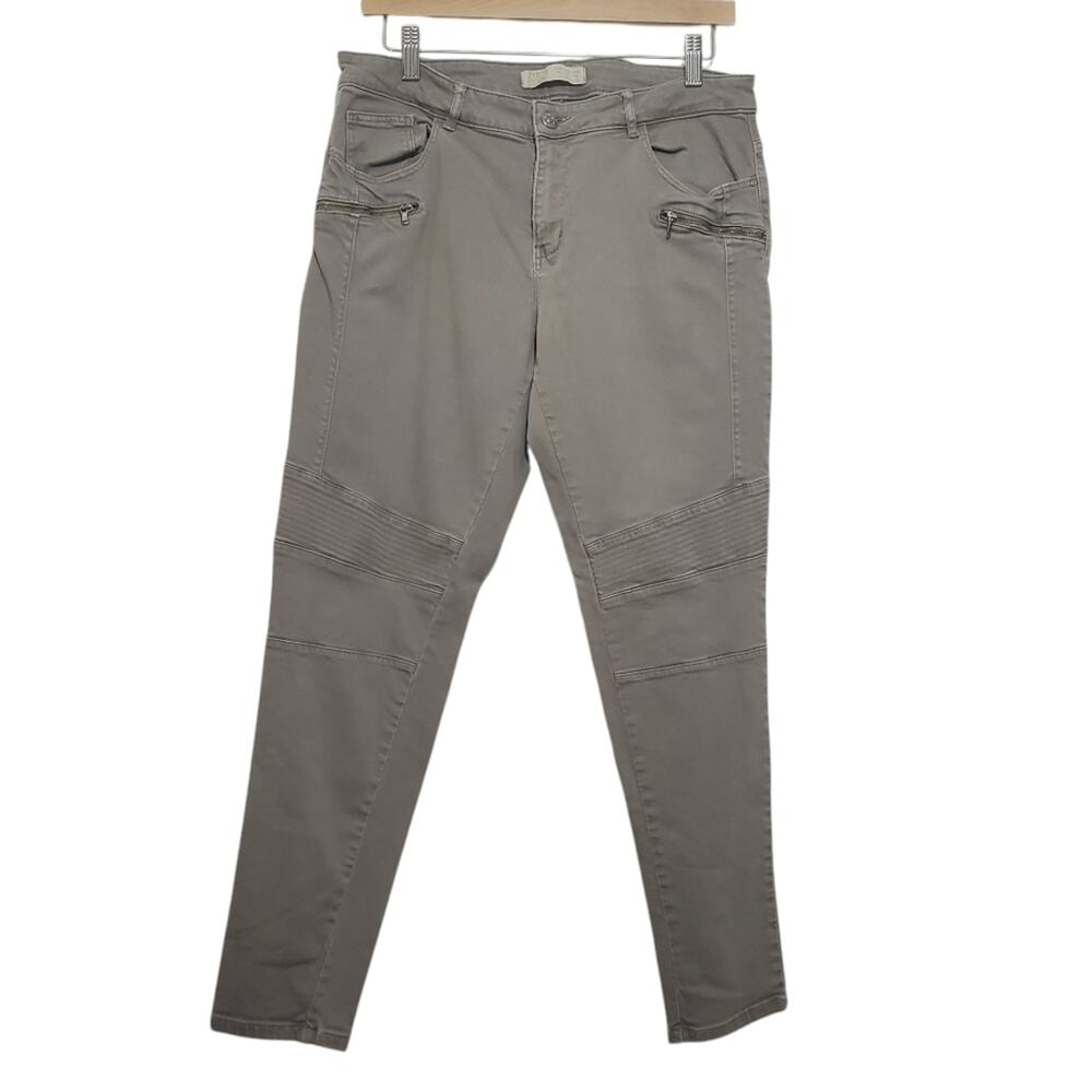 Zara Sz 10 Moto Utility Army Gray Skinny Jeans